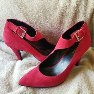 Nine West red suede heels